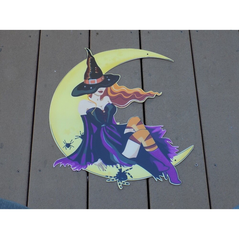 Metal Tin Decorative Art Sign Wall Hanging Decor Halloween Wicked Witch